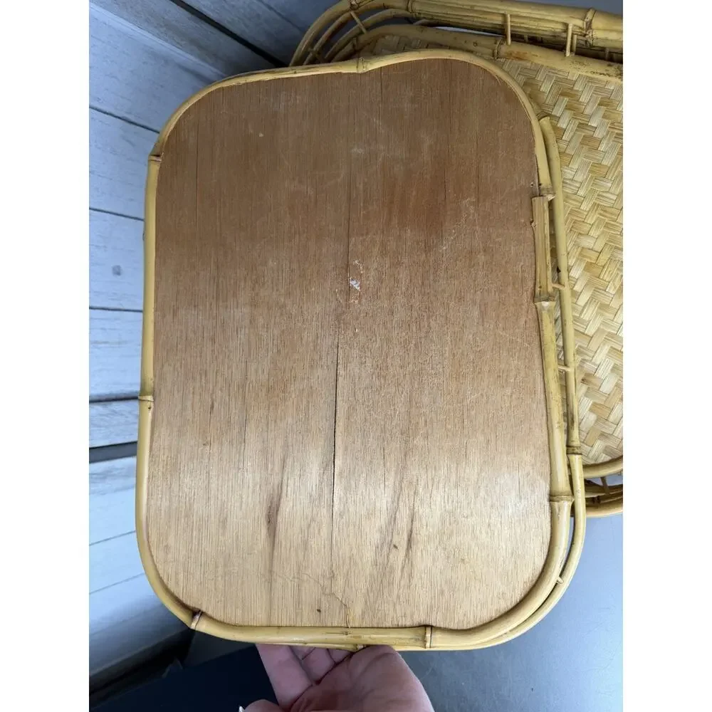 Vintage Rattan Bamboo Trays Lot of 6 Wicker Tiki Lap TV Serving MCM Retro